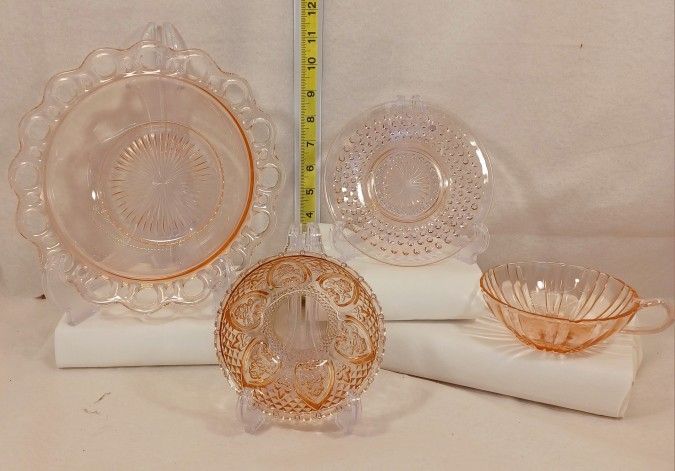 Vtg Pink Depression Glass & Crystal Lot
