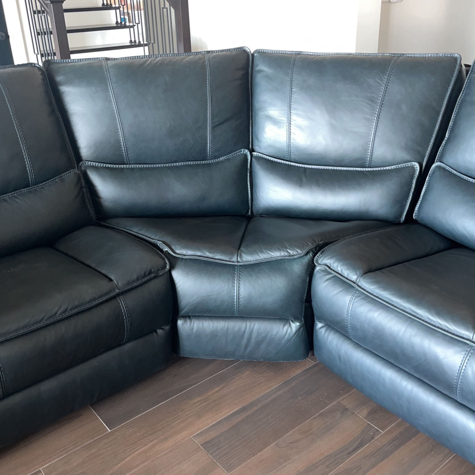 Living Spaces Montana blue sectional sofa corner section only