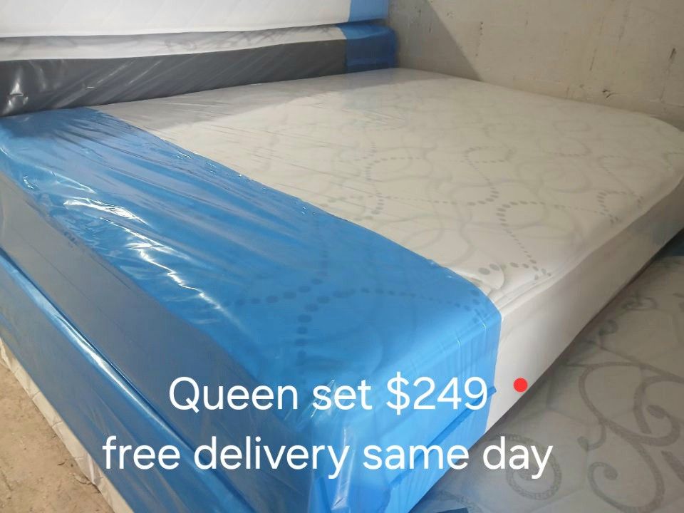 $249 Queen Pillow Top Mattress And Box-spring Brand New Free Delivery Same Day