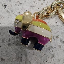 Coach Multi-striped Elephant Key Fob Charm
