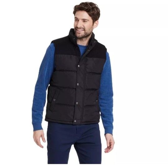 Goodfellow Size Large (L) 42/44 Black Midweight Puffer Sleeveless Jacket Vest