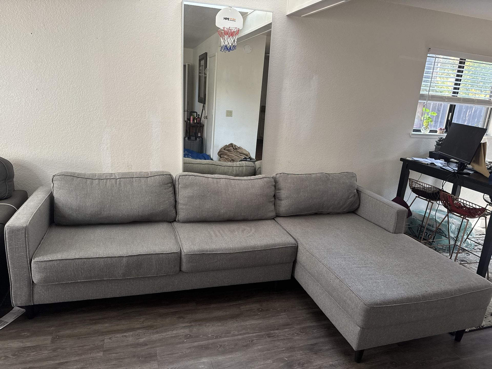 Gray Sectional Couch. 