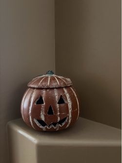 Large Clay Halloween Jack o Lantern