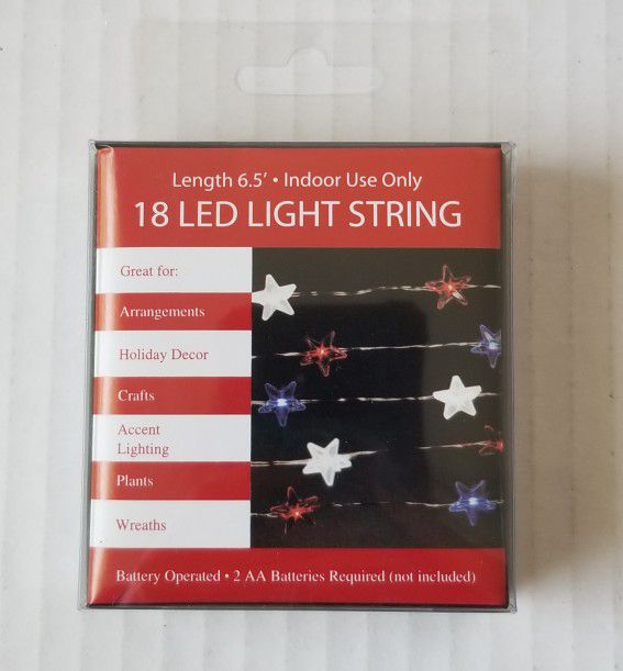 Patriotic Battery Operated LED Light String NEW