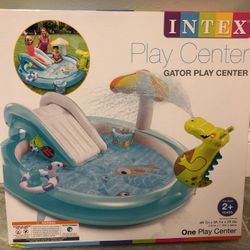Pool With Slide And Gator Sprinkler