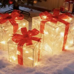 New Christmas 3-piece light-up gift box set 