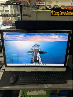 Computer hp all in one touchscreen pretty fast Ryzen 5