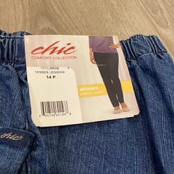 NWT Chic Comfort Collection Misses Legging Blue Jeans Stretch Fabric 14P Jean Pant