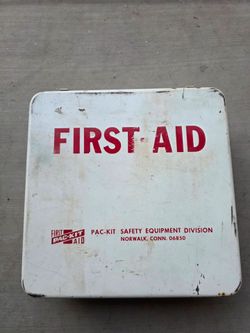 Vintage Metal First Aid Kit - Pac-Kit 16-Unit Industrial Box with Contents