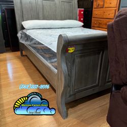 Queen Grey Bed Frame New Set Cama Nueva Colchon Incluido 