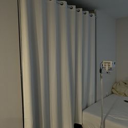 White Room Divider Curtain (100x96) with Tension Rod Stand