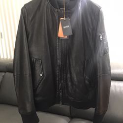 Hugo Boss Lamb Leather Bomber Jacket