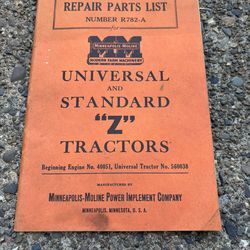 Minneapolis Moline Repair Parts List R782-A