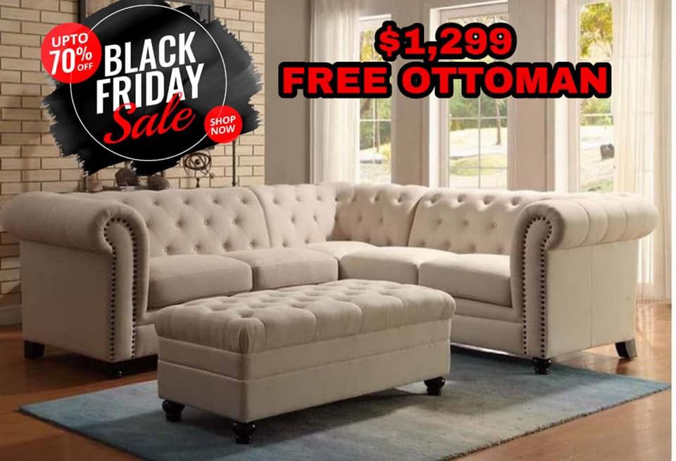 Beautiful Sectional Couch Sofa with FREE OTTOMAN
