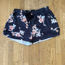 Grey/blue Floral Drawstring Shorts Size 2XL