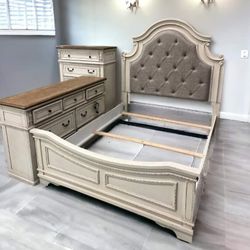 New/ Realyn Chipped White Full Panel Bed Frame Cama//Mattress Sold Separately,  Financing Options 