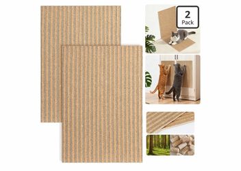Natural Cork Cat Scratch Ardboard for Cats 2 Pack-Cat Scratcher Pads Indoor-Wall Cat Scratchers-Cat Scratcher Furniture Protector-Carpets Scratching P