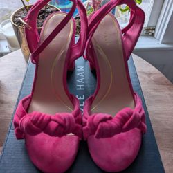 Cole Haan Pink Heeled Sandals Suede