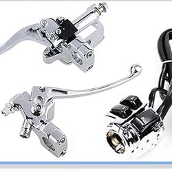 96-2012 Harley Davidson 1'' Handlebar Chrome Switch Horn Turn Signal Head Light w/Harness + Brake Clutch Levers