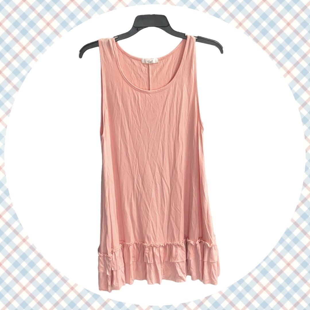 Easel Peach Long Tank Top w Bottom Tiered Layers Women Large