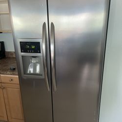 Side by side stainless steel refrigerator.