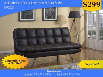 ADJUSTABLE FAUX LEATHER FUTON SOFA MF2029