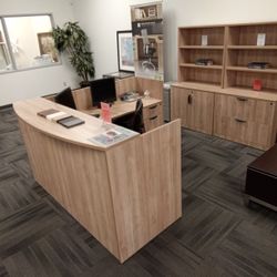 $200 Off Sale - L-Shape Reception Desk w/ 2 Drawer Locking File Cabinet 