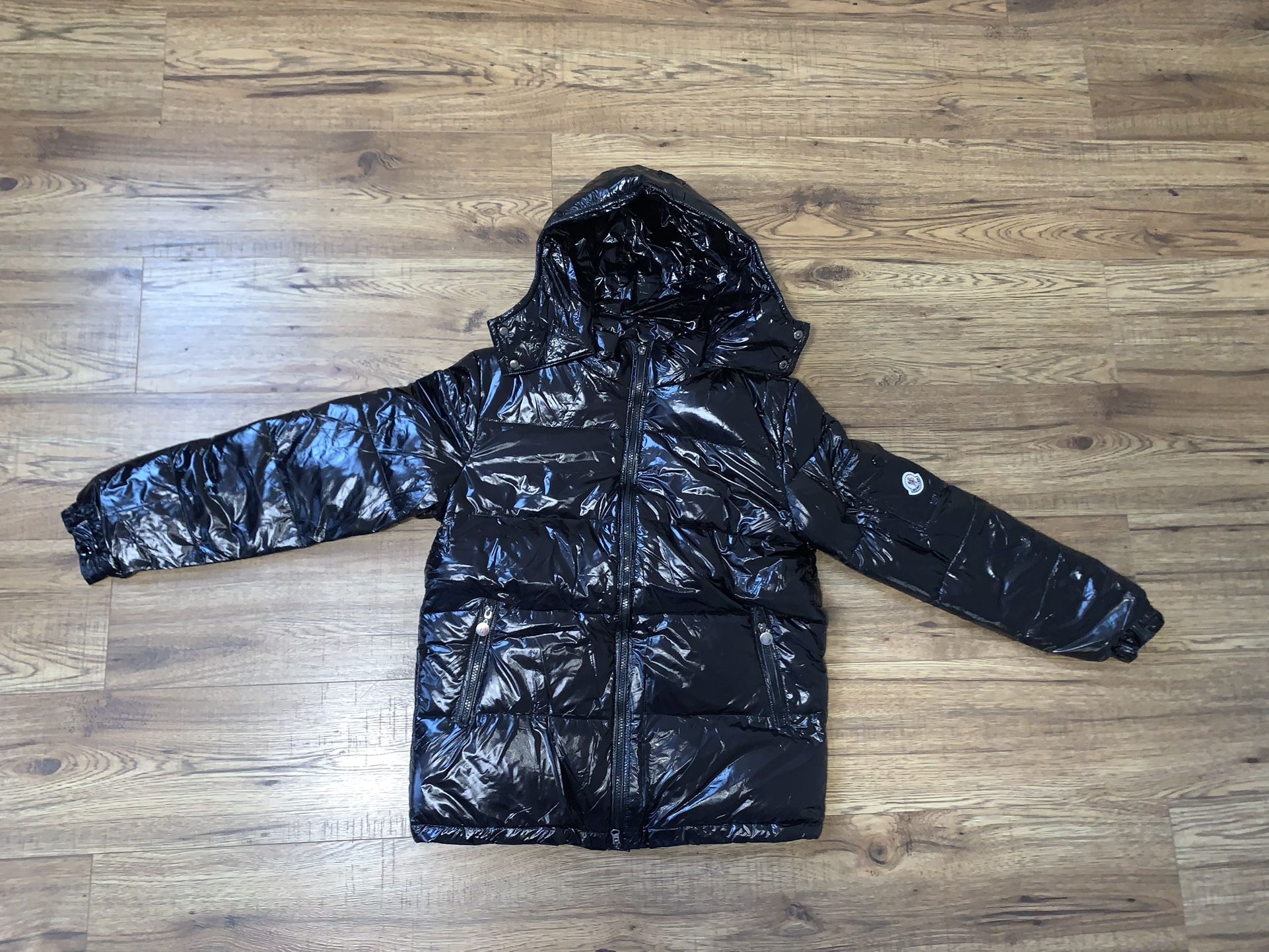 Moncler Black Coat Shinny Nylon Size Small