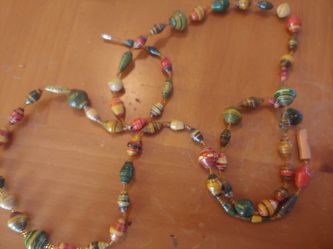 paper beaded Hand painted beaded necklace