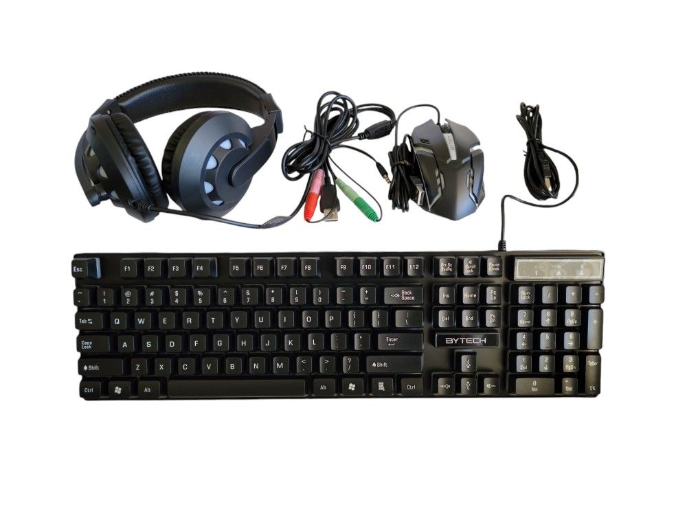 LIGHT-UP GAMING COMBO HEADSET + KEYBOARD + MOUSE & BLACK/ RED
