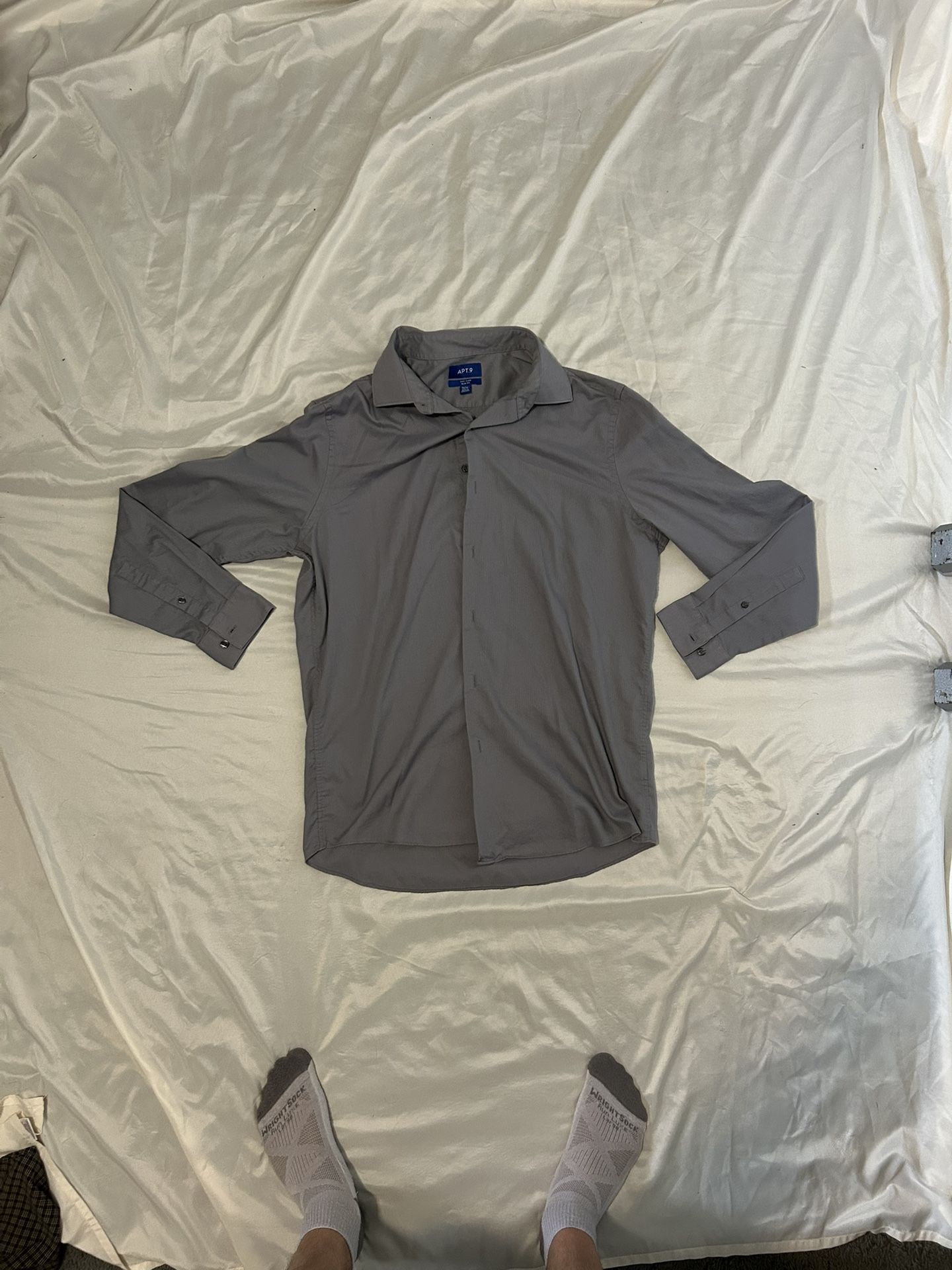 Apt. 9 Slim Fit Easy Care Dress Shirt – Gray (16 34/35)