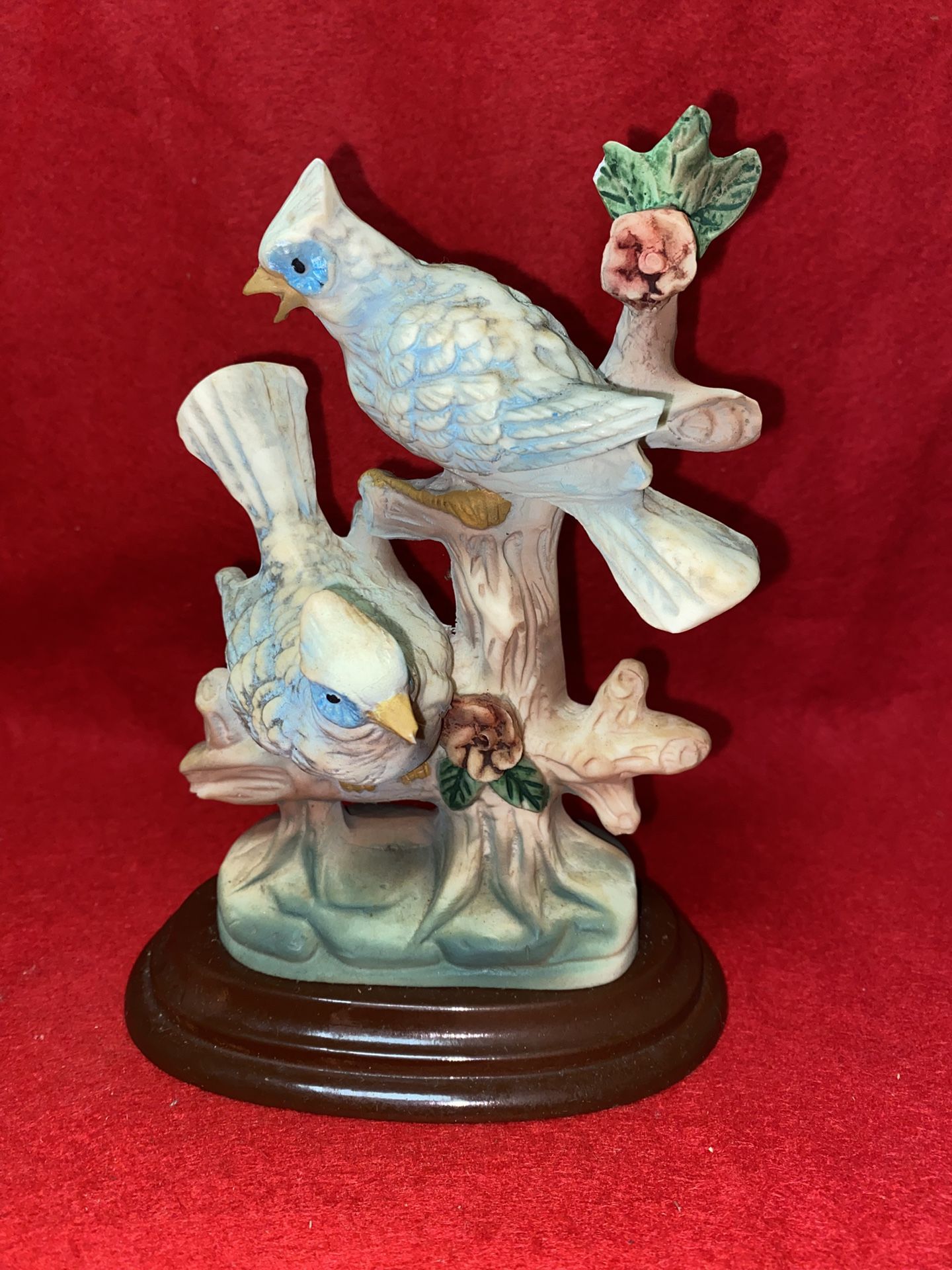 7 Inch Painted Alabaster Birds Statue Imported From Greece