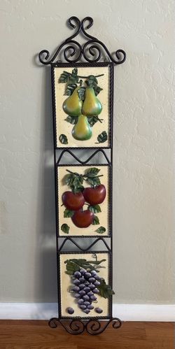 Fruit Wall Decor with Wrought Iron Frame