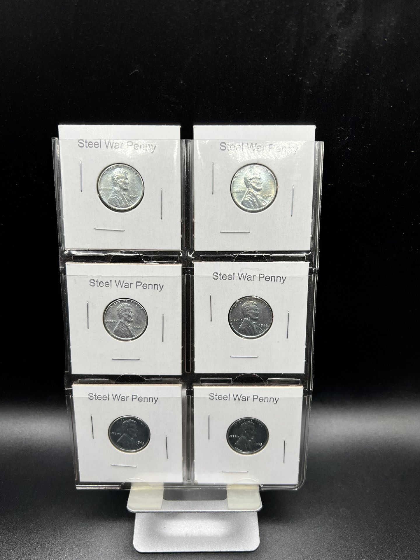 1943 Steel Wheat Pennies In Case