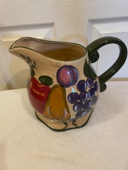 Vintage home trends granada pitcher features a hand-painted fruit design