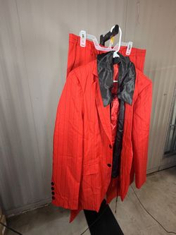Red Pinstripe Suit Jacket and Pants Set