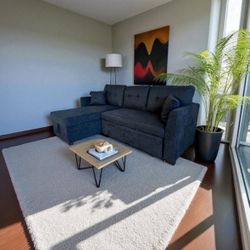 Dark Navy  Blue Sofa Bed, Used But In Great Condition. Pickup Only 