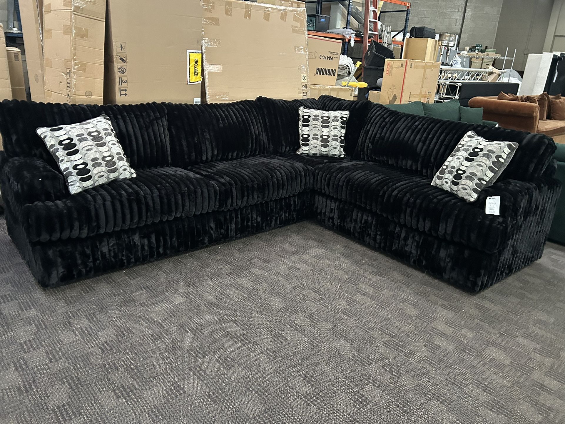 Rich Black Comfy Deep Sectional