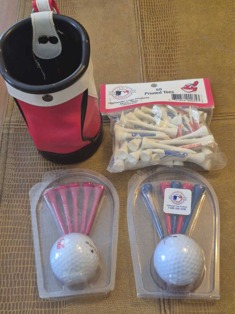 Unique Cleveland Indians golf ball And Tees