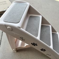 SMALL Dog Cat Pet Foldable Stairs 4 Steps For High Bed Non Slip Pad Indoor Outdoor 