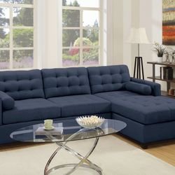Brand New Blue Sectional Sofa (Pillows Included)