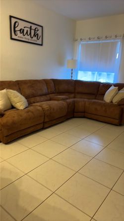 Brown Microfiber Sectional Sofa