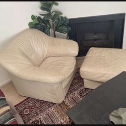 Leather Chair With Ottoman