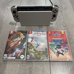 Nintendo Switch OLED White in Box + 3 New Games