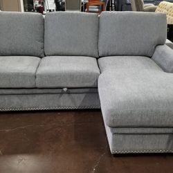 Light gray pinhead sofa chaise sectional
