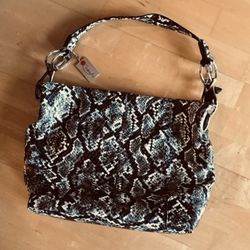 Leather Snakeskin Shoulder Bag designer Black, Gray, White, Silver Penelope Ann
