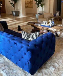 Royal Blue Tufted Velvet Sofa