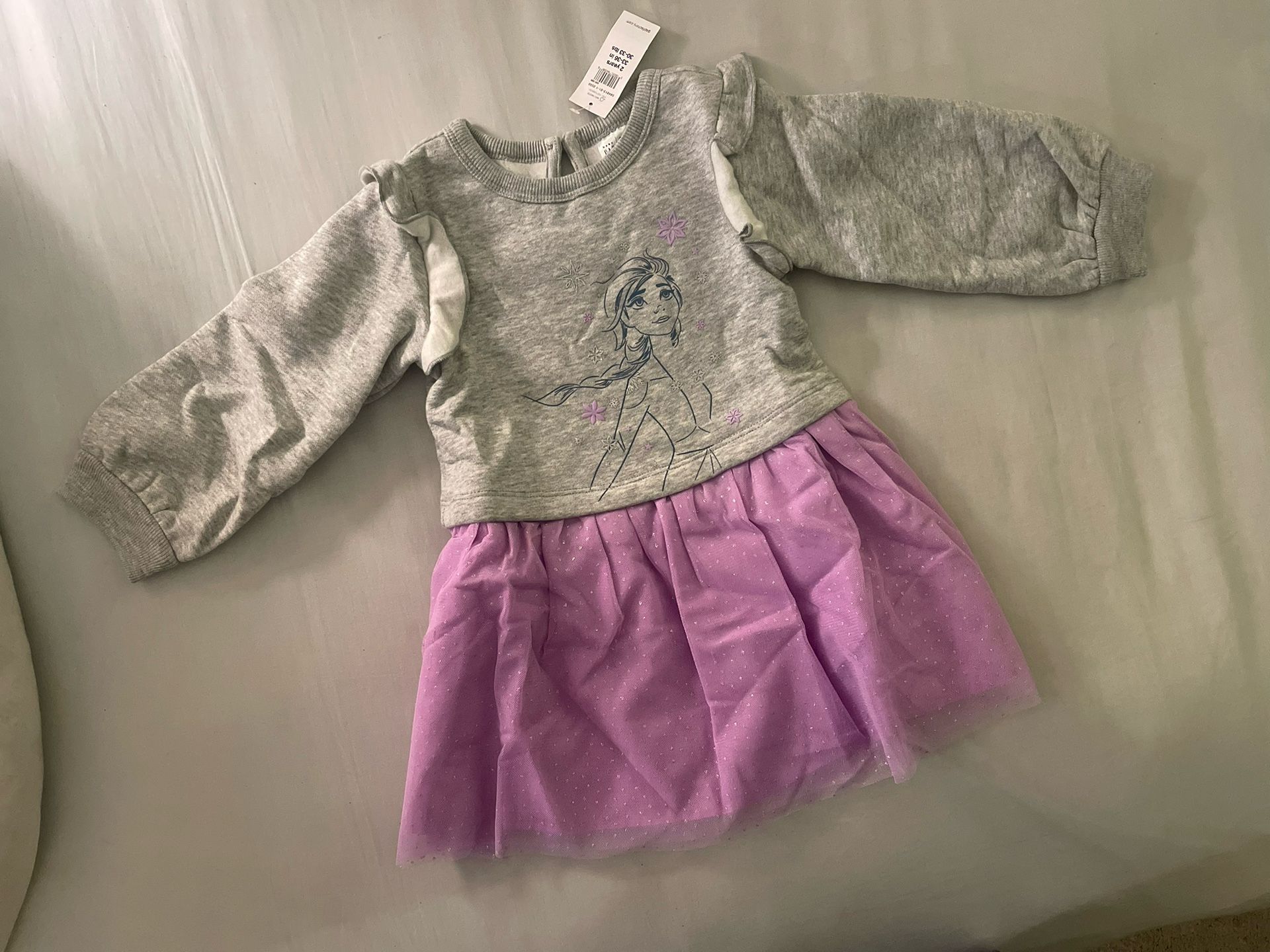 NWT baby gap toddler girl Frozen Elsa sweater dress w/ sparkly lavender/purple tulle 2T