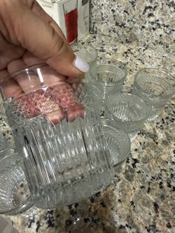 Hobstar Crystal Cut Glass Tumblers Set