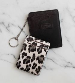 New Wrangler Small Black Case Wallet Key Chain Detachable Card Holder Leopard Print